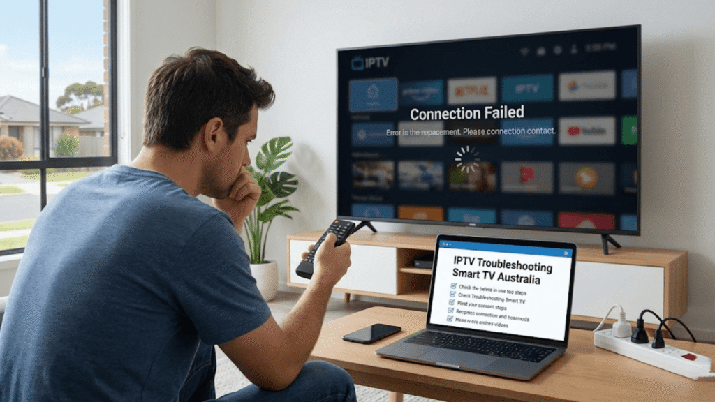 IPTV troubleshooting on Smart TV in Australia illustration
